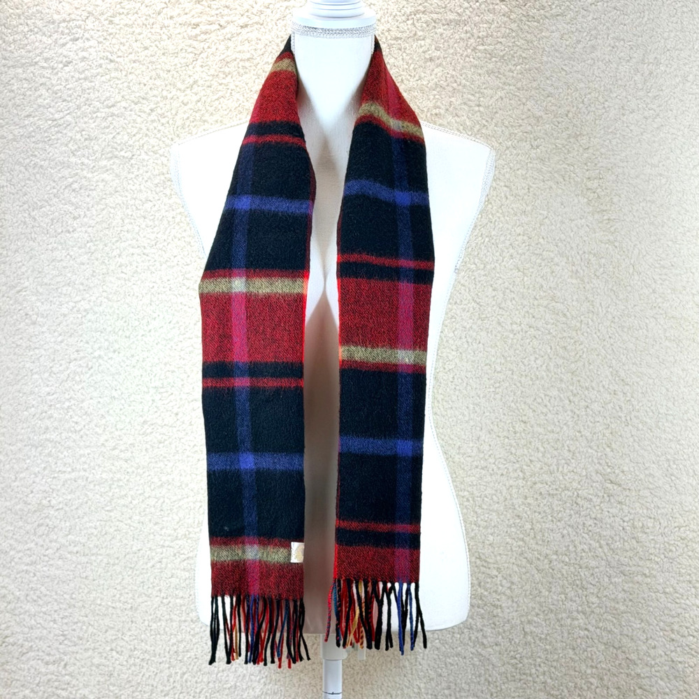 Royal Rossi 100% Tartan Plaid Cashmere Winter Scarf Yarn Tassels 55"x12" Soft